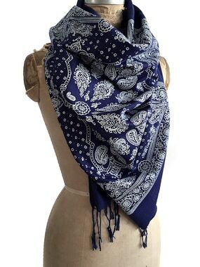 Neat Cyperoptix Tie Lab Navy Paisley Viscose Scarf